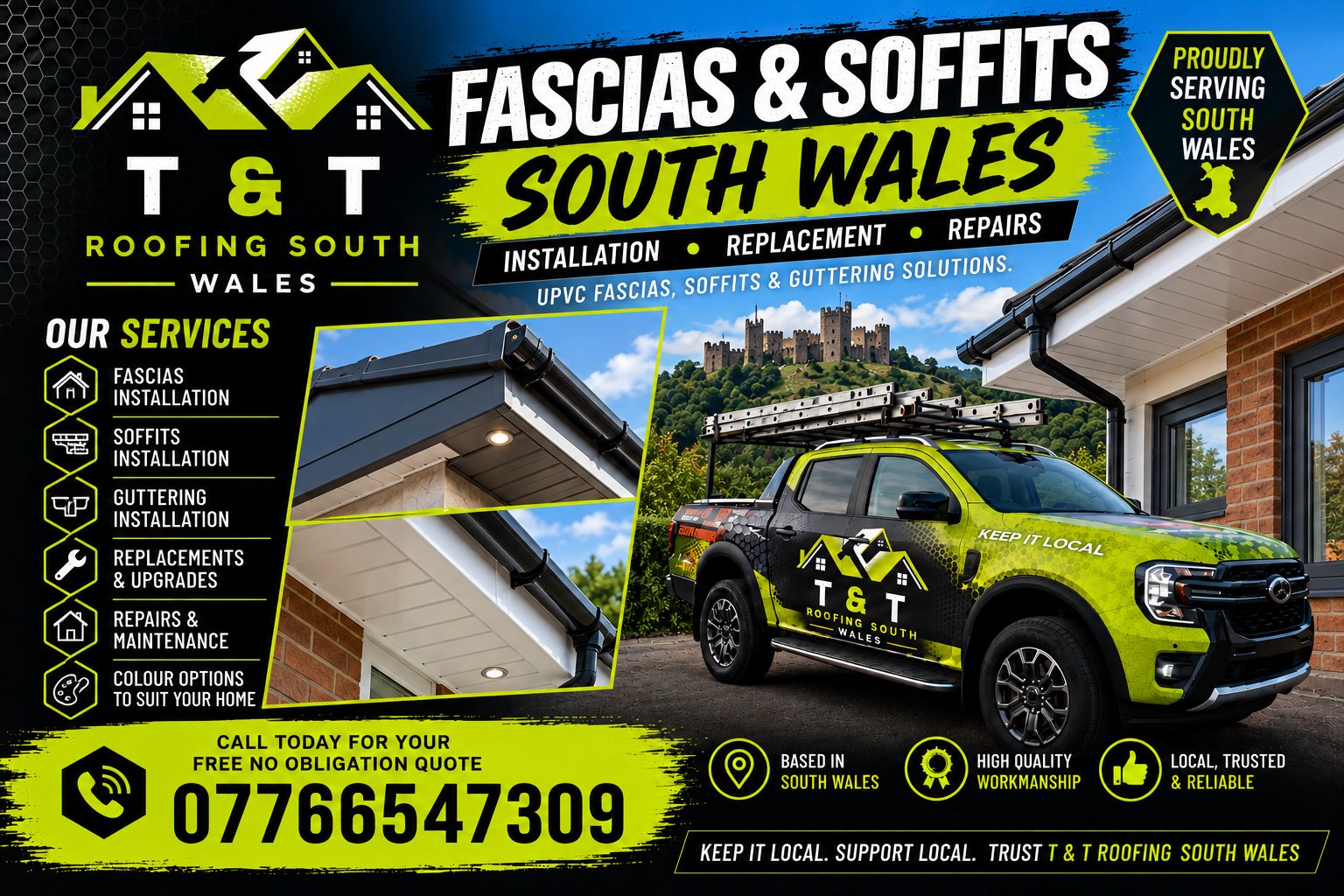 UPVC fascias and soffits in South Wales from T & T Roofing: installation, replacement and repairs