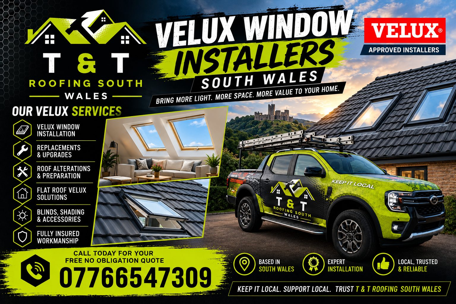 VELUX window installation in South Wales from T & T Roofing