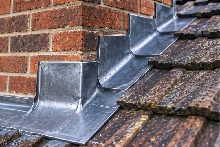 Lead Flashing Repairs under way on a Cardiff roof