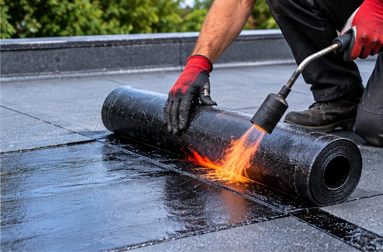A completed flat roof repairs job in Cardiff