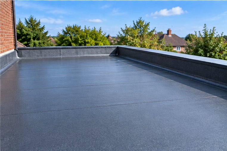 Flat Roof Repairs under way on a Cardiff roof