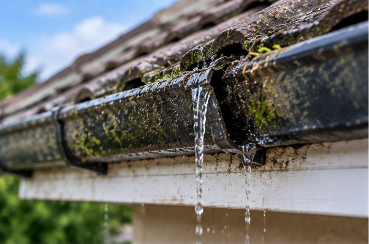 Guttering Repairs under way on a Cardiff roof