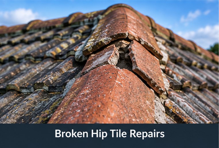 A hip line running down the corner of a tiled roof
