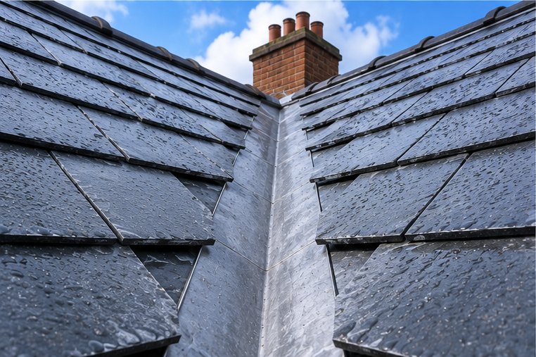 Leaking Roof Repairs under way on a Cardiff roof