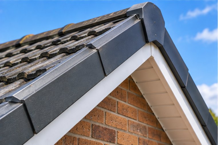 A roof verge at the gable edge with failed mortar bedding