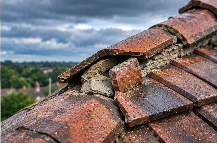 A completed storm damage roof repairs job in Cardiff